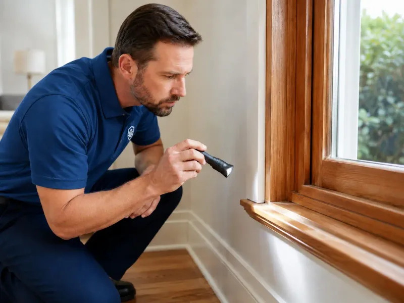 Licensed Anaheim termite pest control tech checking a home in Orange County